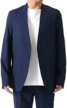 春夏　メゾンマルジェラ　ノーカラージャケット　44 ネイビー Amazon | Maison Margiela メゾンマルジェラ カラーレス ブレザー